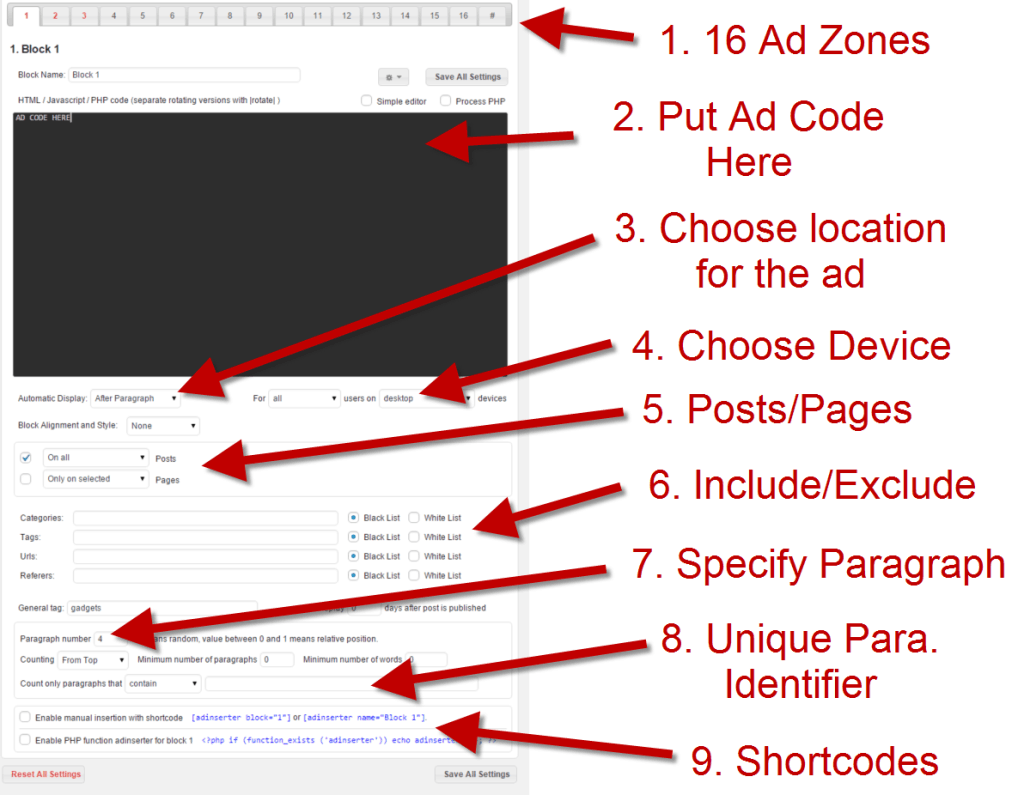 Ad Inserter Interface and Features