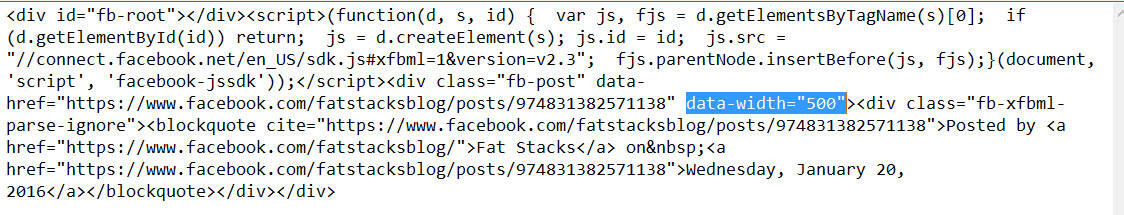 Facebook Post Embed Adjust Width of the Post