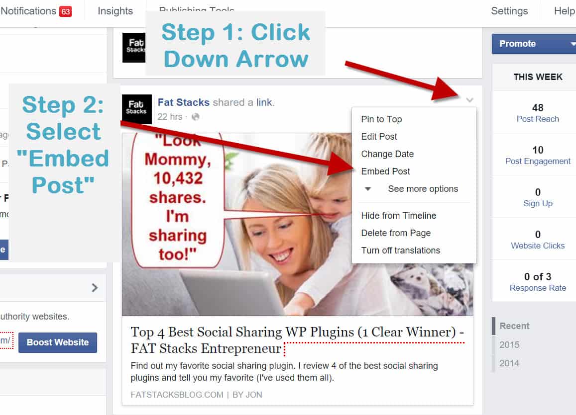 How to embed Facebook posts into website 1