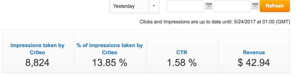 Criteo revenue screenshot