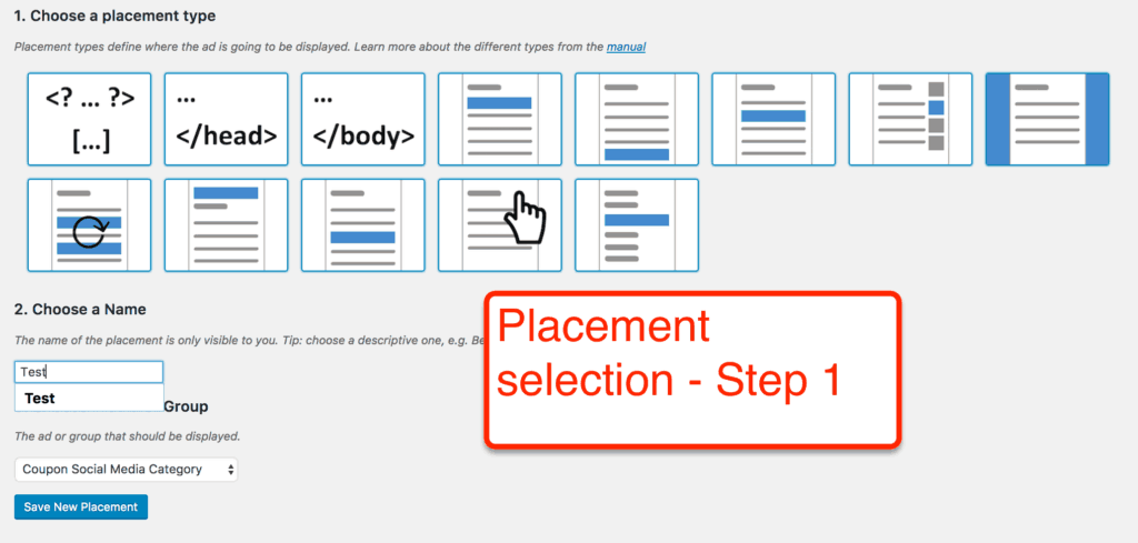 Advanced Ads Step 1 Placement Selection