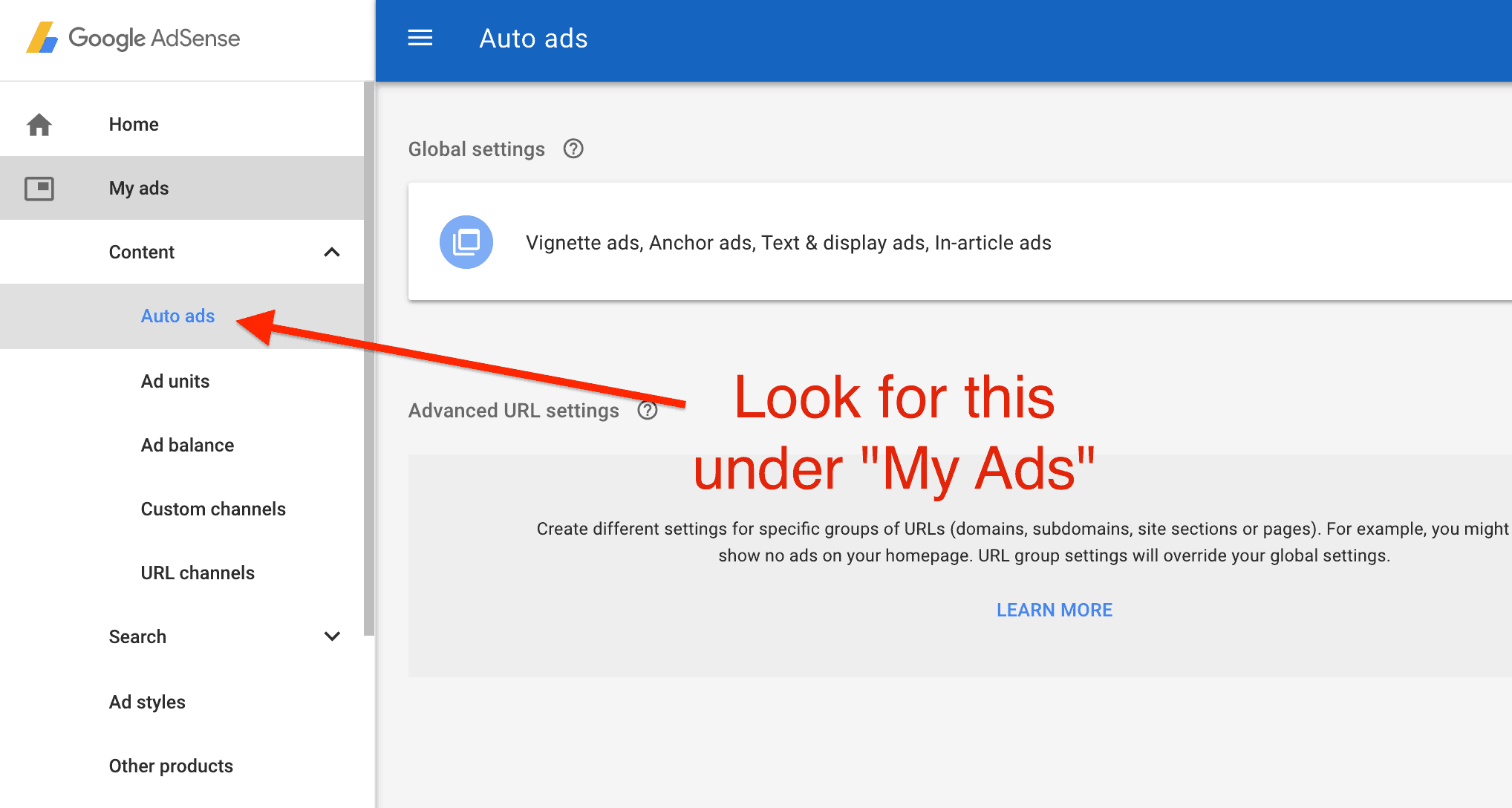 Turn on AdSense Auto Ads screenshot