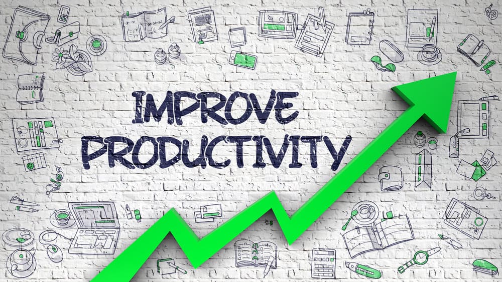 Productivity graphic of an arrow going upwards