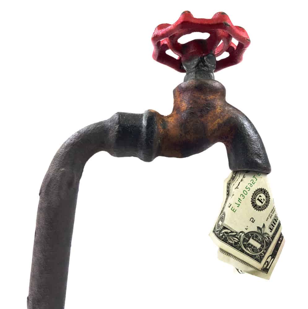 Money coming out of faucet