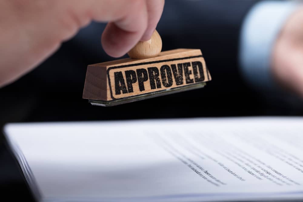 Document application getting approved with approval stamp