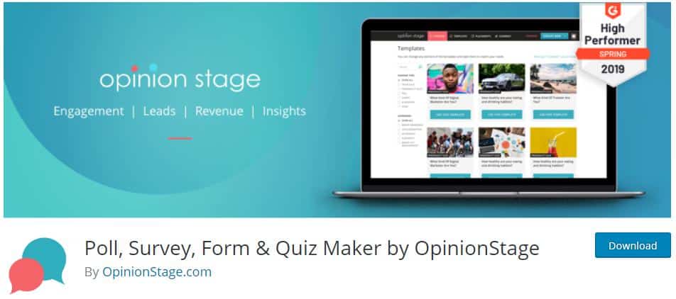  Poll, Survey, Quiz & Form by OpinionStage for WordPress Quizzes