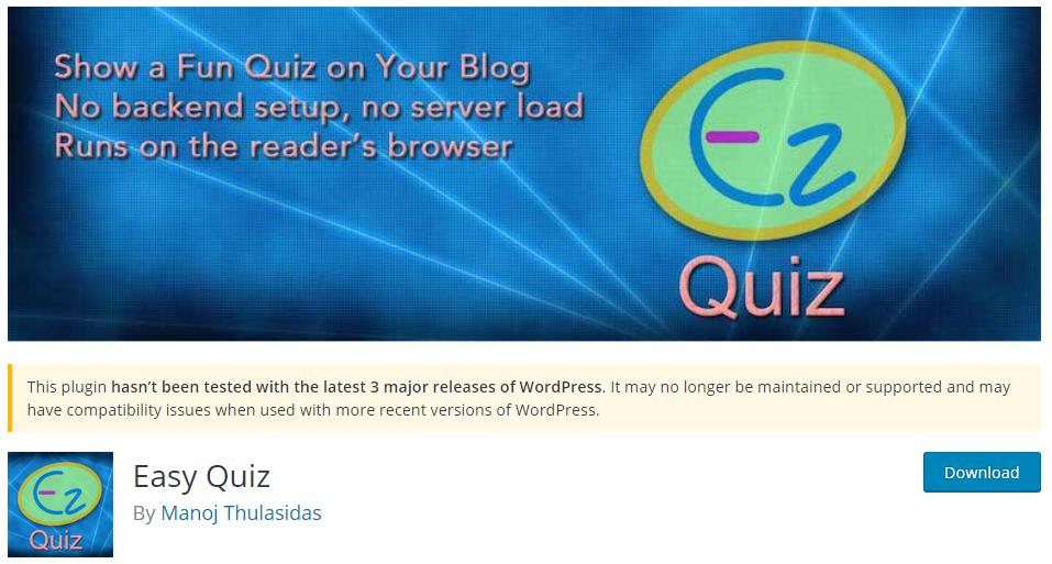 WordPress Quiz creator called Easy Quiz