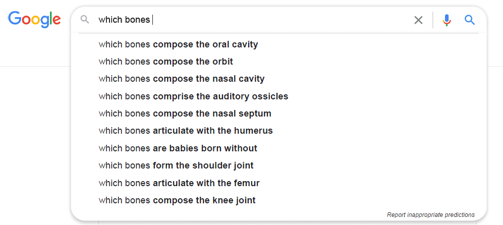 Google's suggested topics