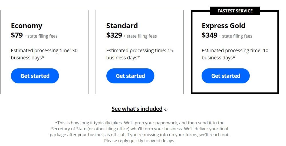 LegalZoom Business Formation Packages.