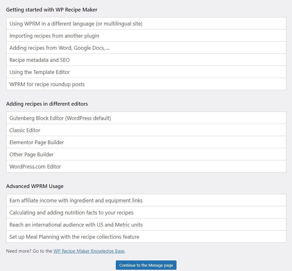 WP Recipe Maker onboarding