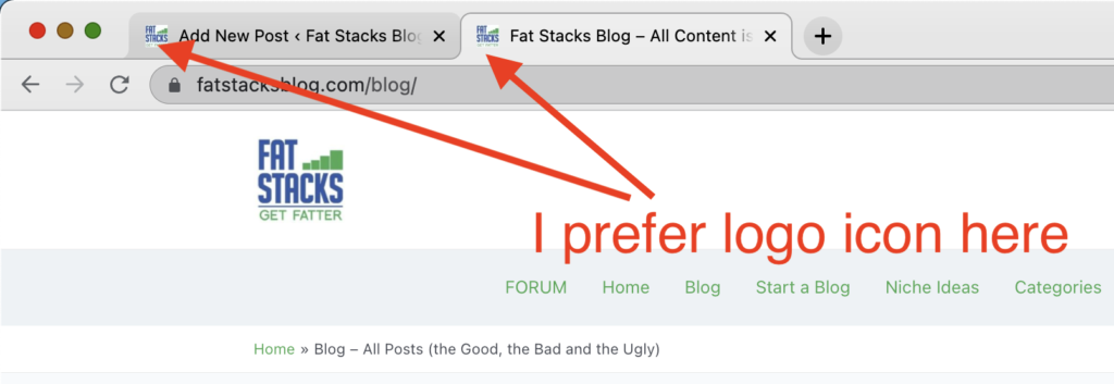 Logo icon in tab of website
